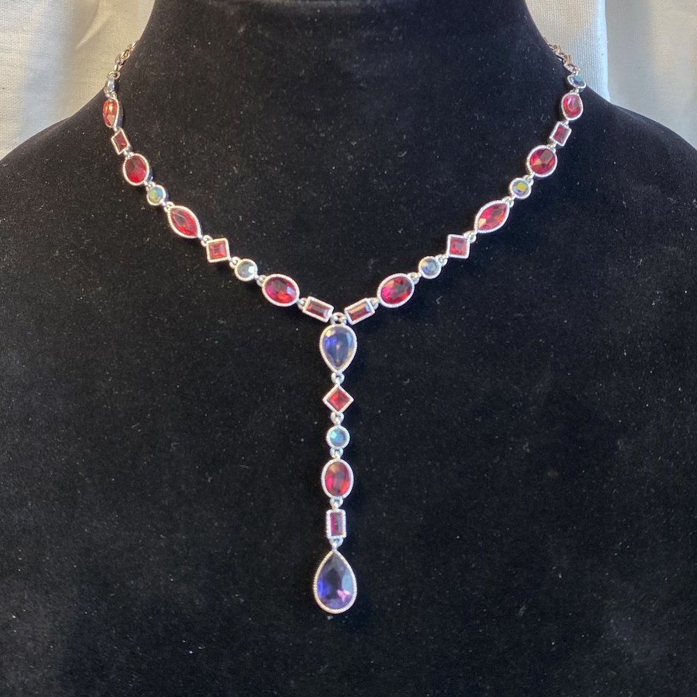 Liz Claiborne Ruby & Amethyst Glass Choker - NWT